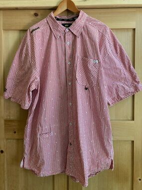 Akademiks Red and White Gingham Button Down